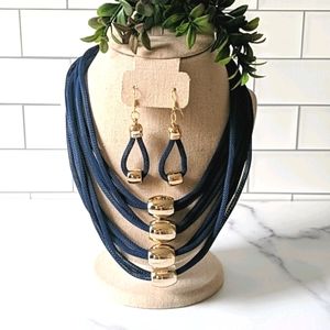 💥GOLD & BLUE SET statement earring and necklace